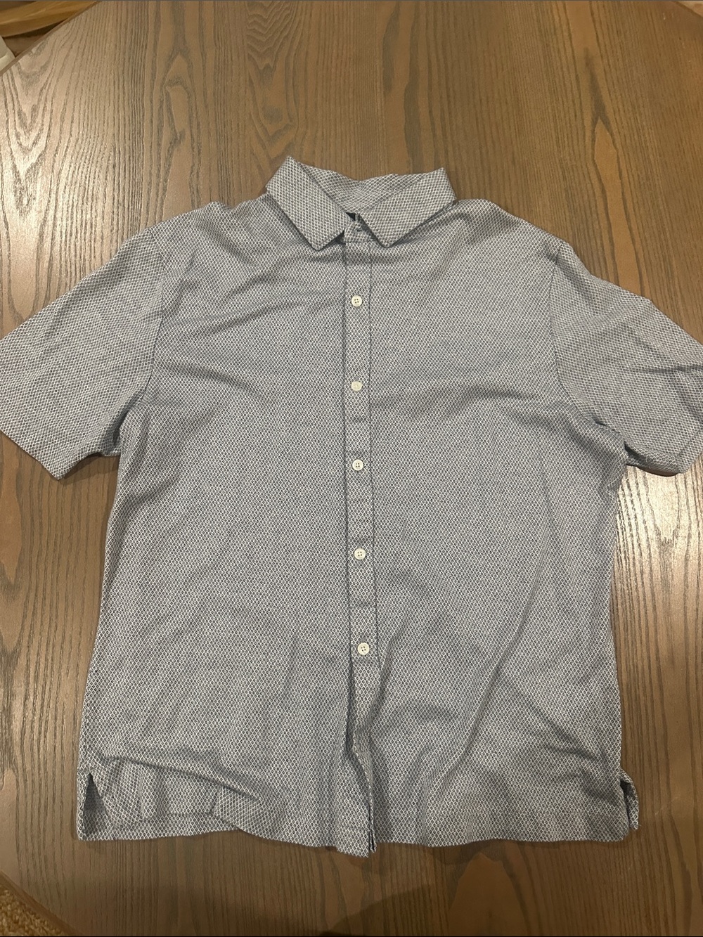 Hart Schaffner Marx Short Sleeve Button-Down Shirt in Light Blue Microprint